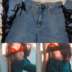 Sam & Libby Vintage Fringe High Rise Non Stretch Denim Cowboy Western Jeans